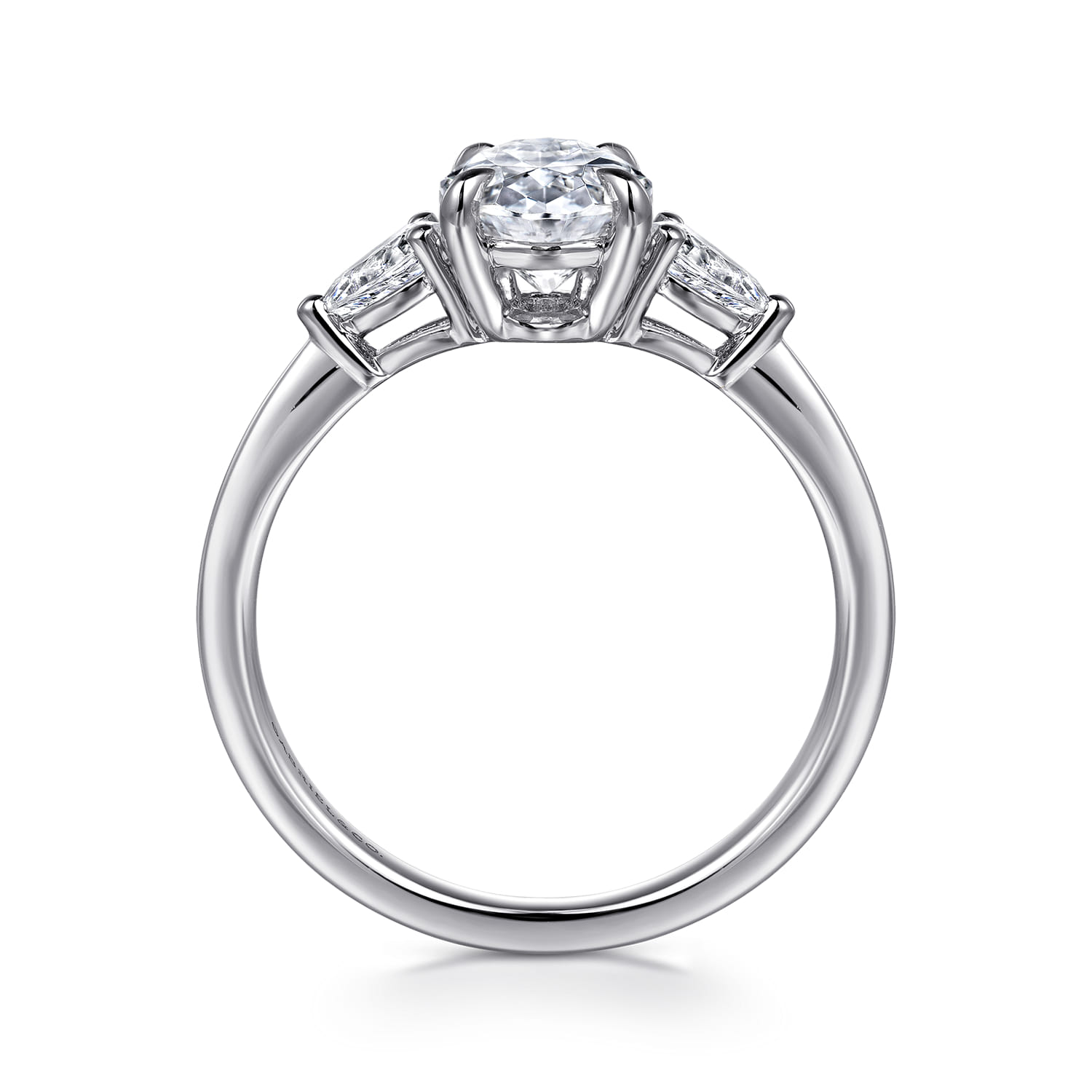 Sima - 14K White Gold Oval Three Stone Diamond Engagement Ring - 0.3 ct - Shot 2