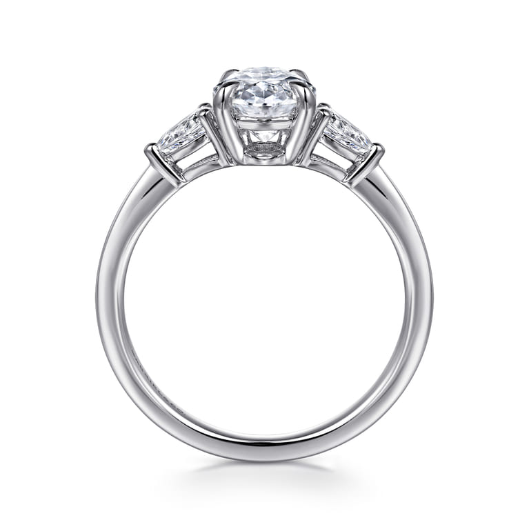 Sima - 14K White Gold Oval Three Stone Diamond Engagement Ring - 0.3 ct - Shot 2