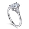 Sima - 14K White Gold Oval Three Stone Diamond Engagement Ring - 0.3 ct