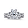 Sima - 14K White Gold Oval Three Stone Diamond Engagement Ring - 0.3 ct
