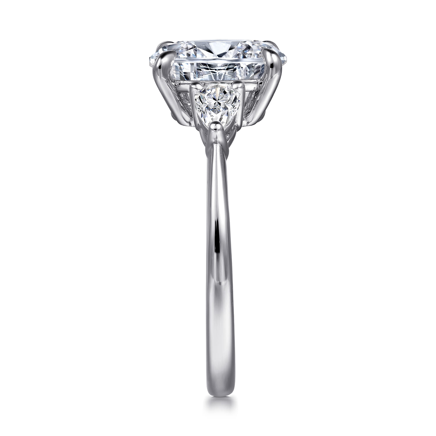 Sima - 14K White Gold Oval Three Stone Diamond Engagement Ring - 0.3 ct - Shot 5