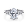 Sima - 14K White Gold Oval Three Stone Diamond Engagement Ring - 0.3 ct