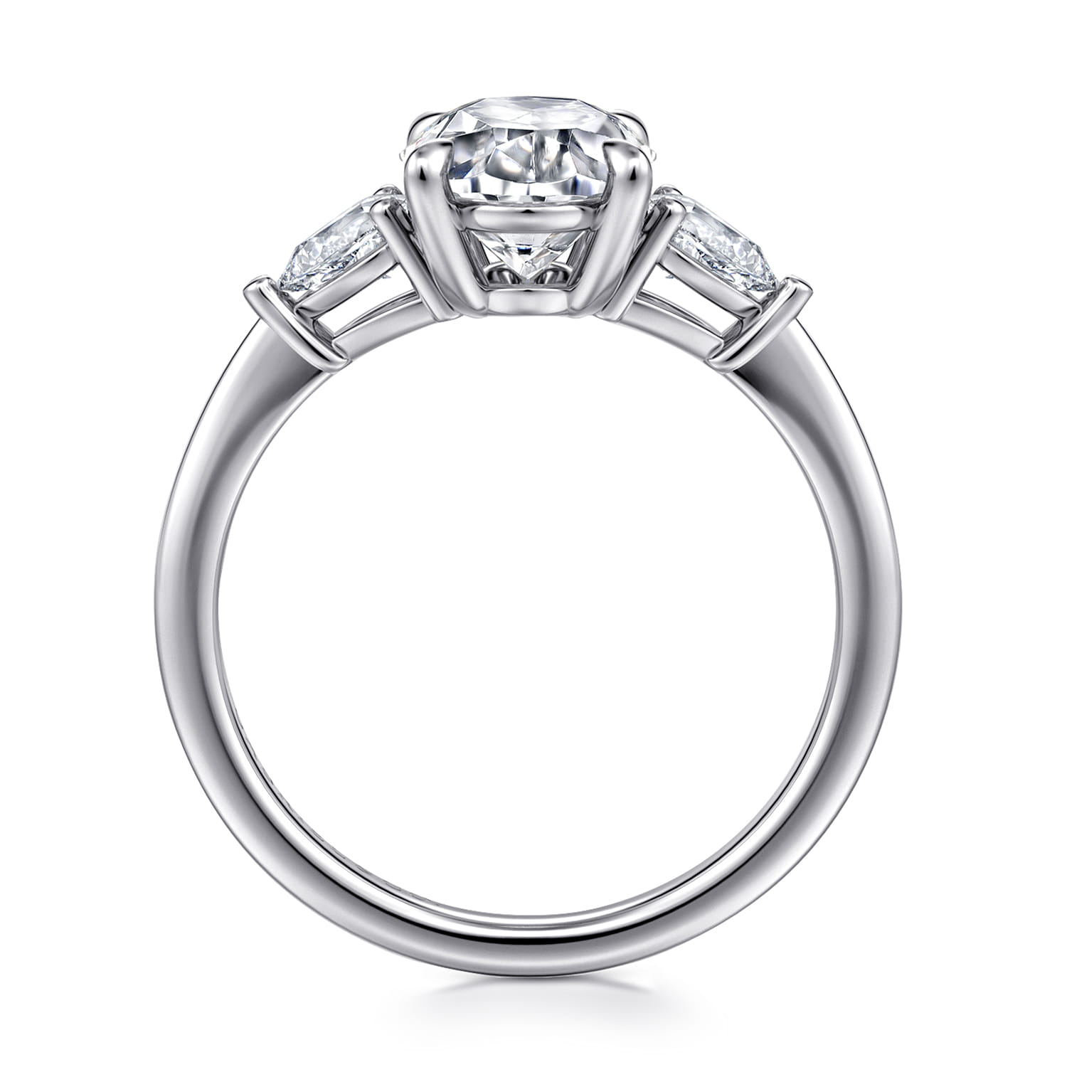 Sima - 14K White Gold Oval Three Stone Diamond Engagement Ring - 0.3 ct - Shot 2