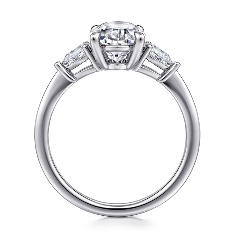 Sima - 14K White Gold Oval Three Stone Diamond Engagement Ring - 0.3 ct - Shot 2