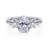 Stephi - 14K White Gold Oval Three Stone Diamond Engagement Ring - 0.6 ct