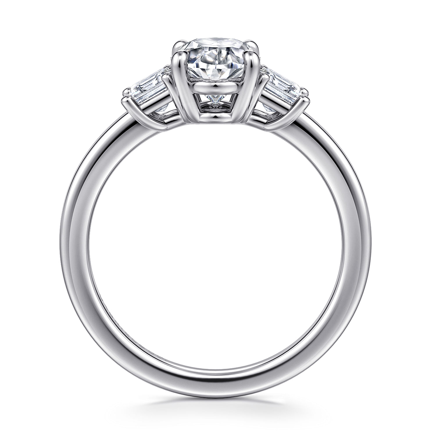 Stephi - 14K White Gold Oval Three Stone Diamond Engagement Ring - 0.6 ct - Shot 2