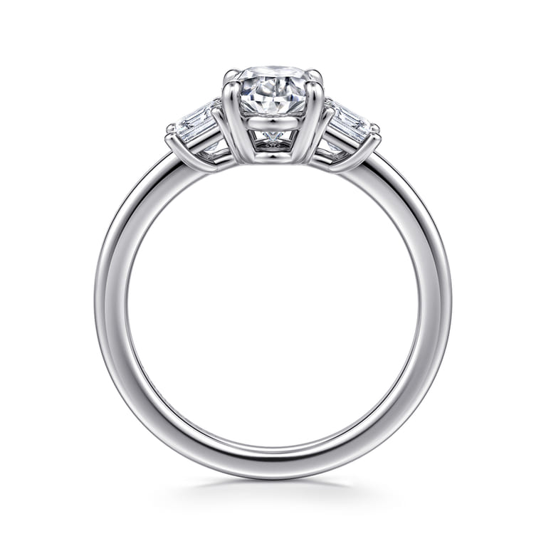 Stephi - 14K White Gold Oval Three Stone Diamond Engagement Ring - 0.6 ct - Shot 2