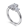 Stephi - 14K White Gold Oval Three Stone Diamond Engagement Ring - 0.6 ct