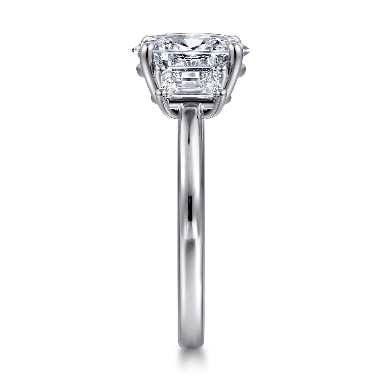 Stephi - 14K White Gold Oval Three Stone Diamond Engagement Ring - 0.6 ct - Shot 4