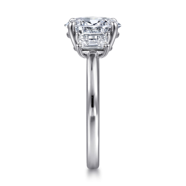 Stephi - 14K White Gold Oval Three Stone Diamond Engagement Ring - 0.6 ct - Shot 4