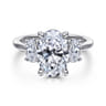 Charisa - 14K White Gold Oval Three Stone Diamond Engagement Ring - 0.83 ct