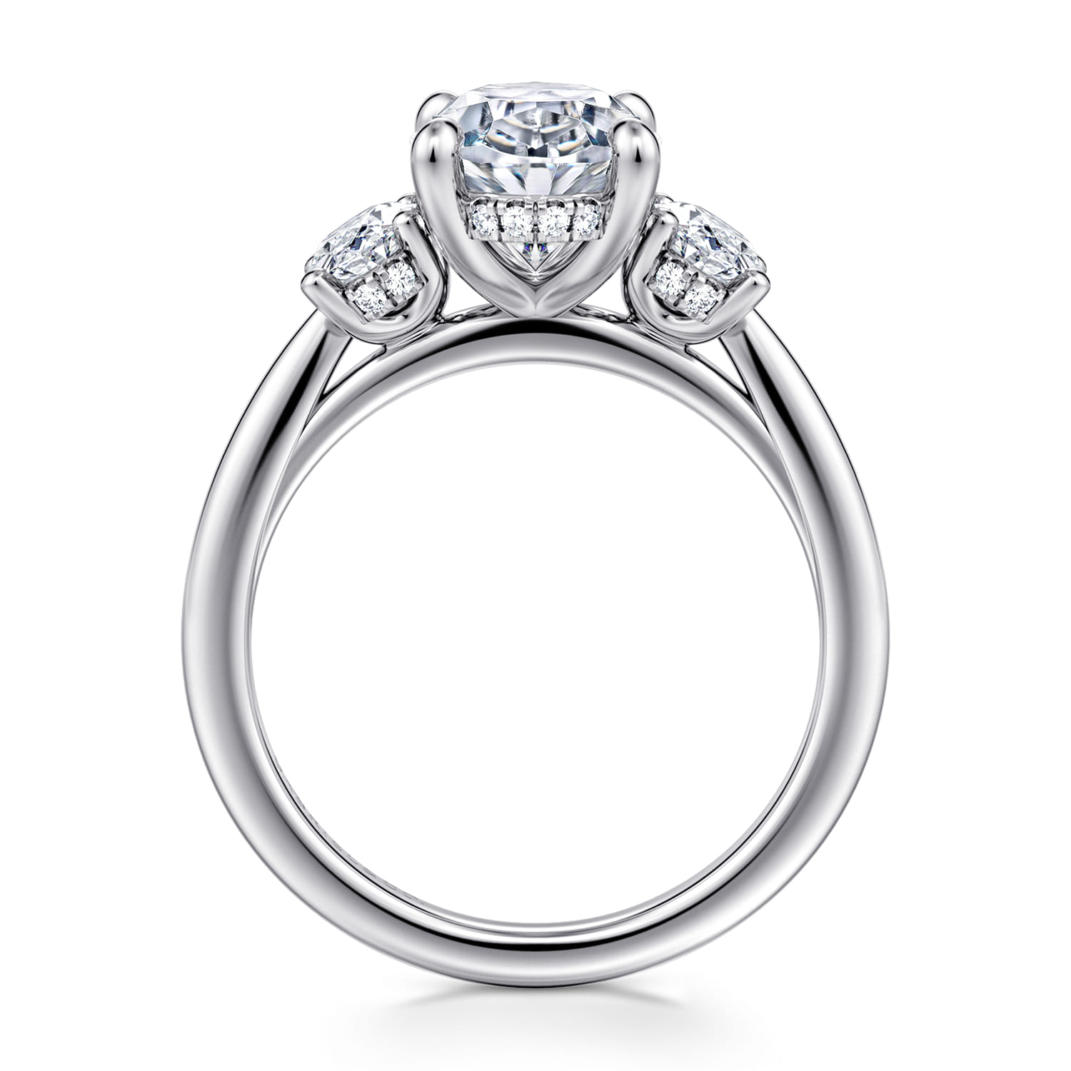 Charisa - 14K White Gold Oval Three Stone Diamond Engagement Ring - 0.83 ct - Shot 2