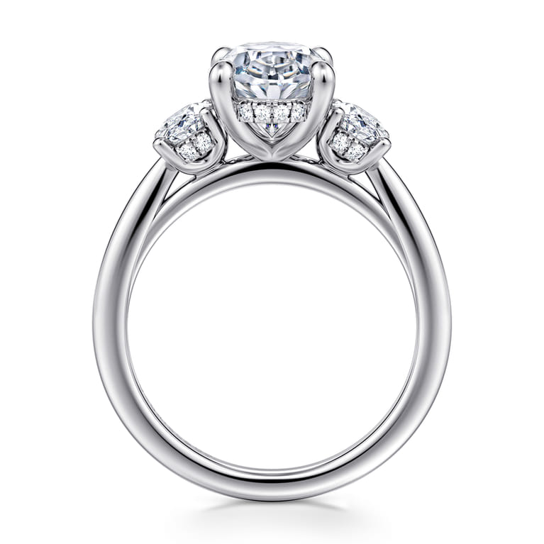 Charisa - 14K White Gold Oval Three Stone Diamond Engagement Ring - 0.83 ct - Shot 2
