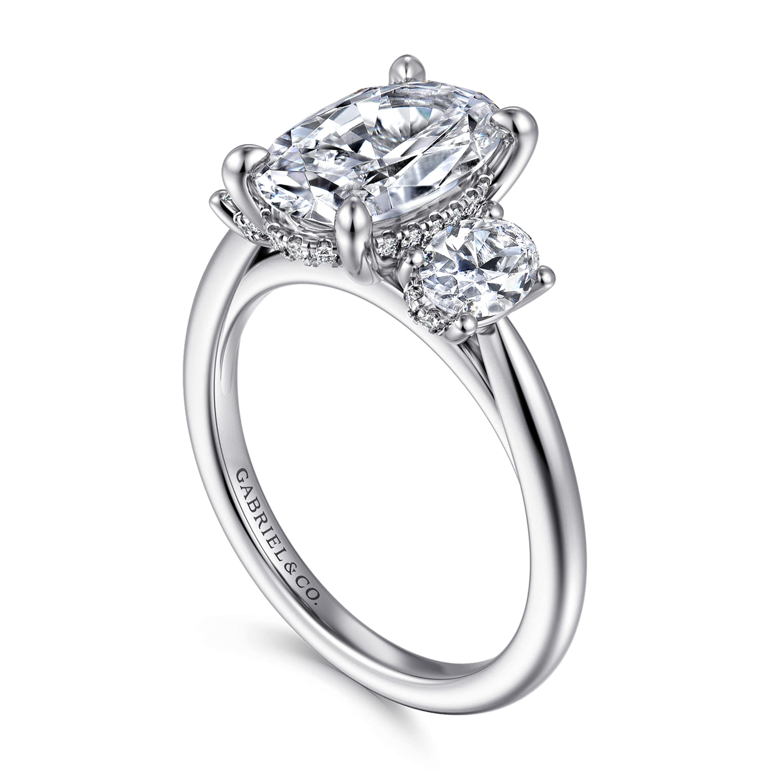 Charisa - 14K White Gold Oval Three Stone Diamond Engagement Ring - 0.83 ct - Shot 3