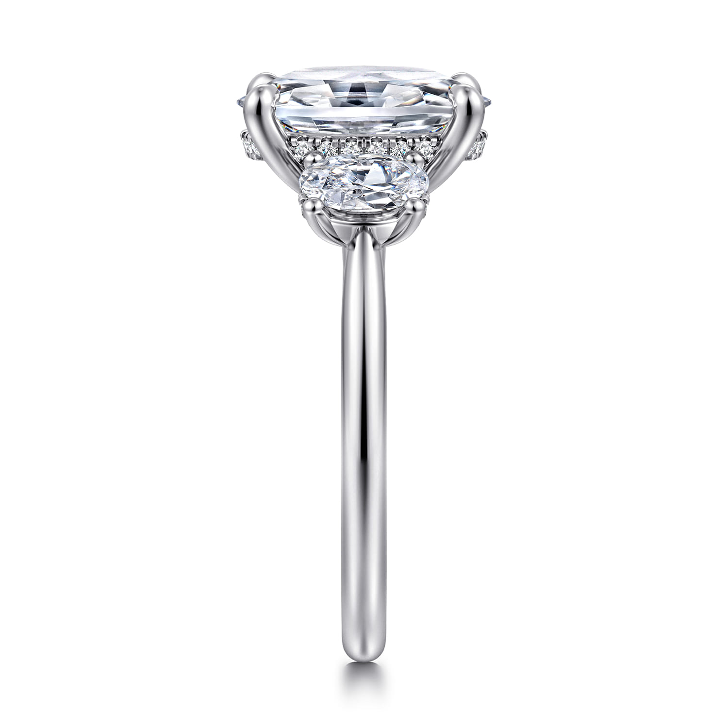 Charisa - 14K White Gold Oval Three Stone Diamond Engagement Ring - 0.83 ct - Shot 4