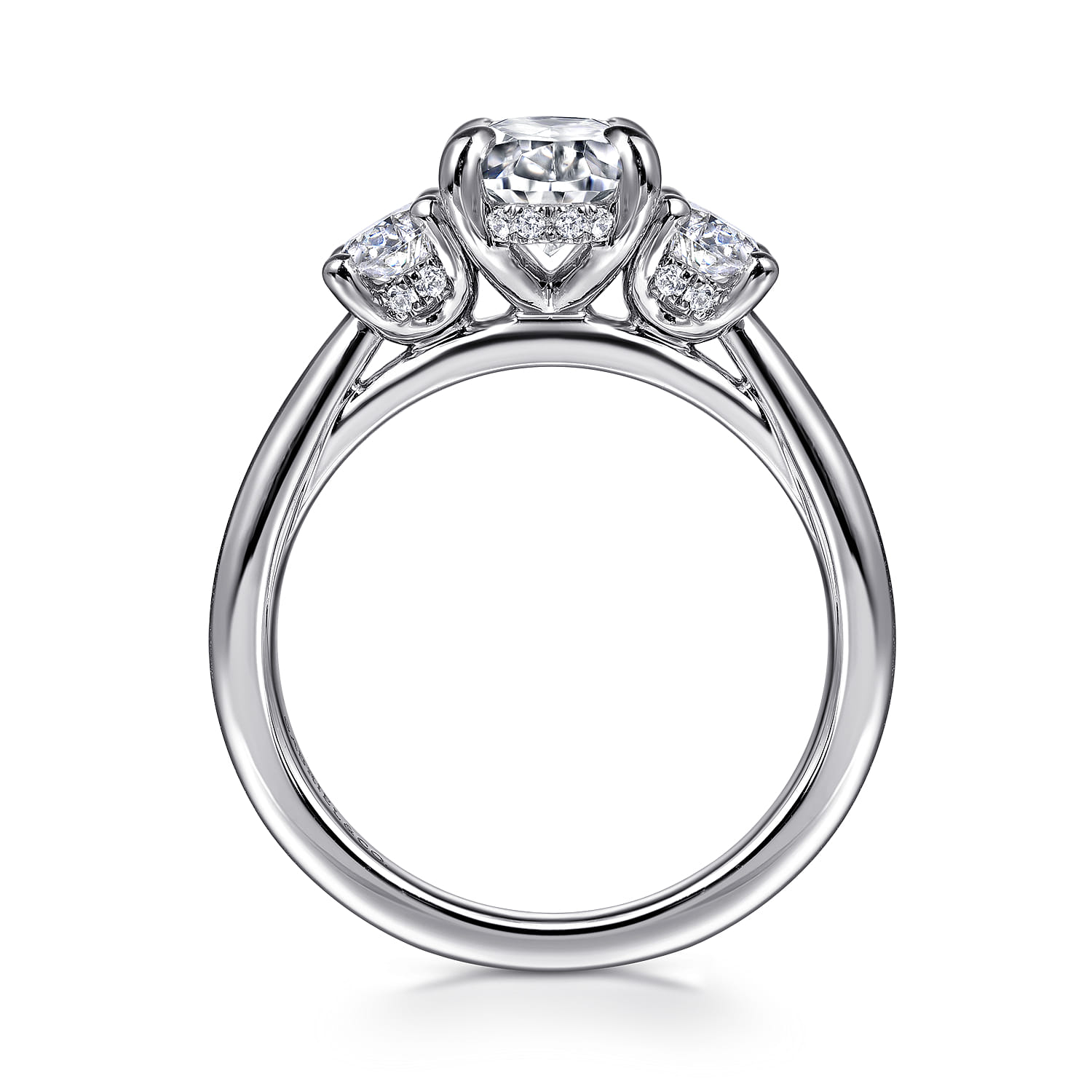 Charisa - 14K White Gold Oval Three Stone Diamond Engagement Ring - 0.9 ct - Shot 2