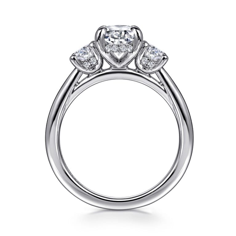 Charisa - 14K White Gold Oval Three Stone Diamond Engagement Ring - 0.9 ct - Shot 2
