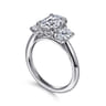 Charisa - 14K White Gold Oval Three Stone Diamond Engagement Ring - 0.9 ct