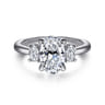 Charisa - 14K White Gold Oval Three Stone Diamond Engagement Ring - 0.35 ct