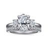 Charisa - 14K White Gold Oval Three Stone Diamond Engagement Ring - 0.35 ct