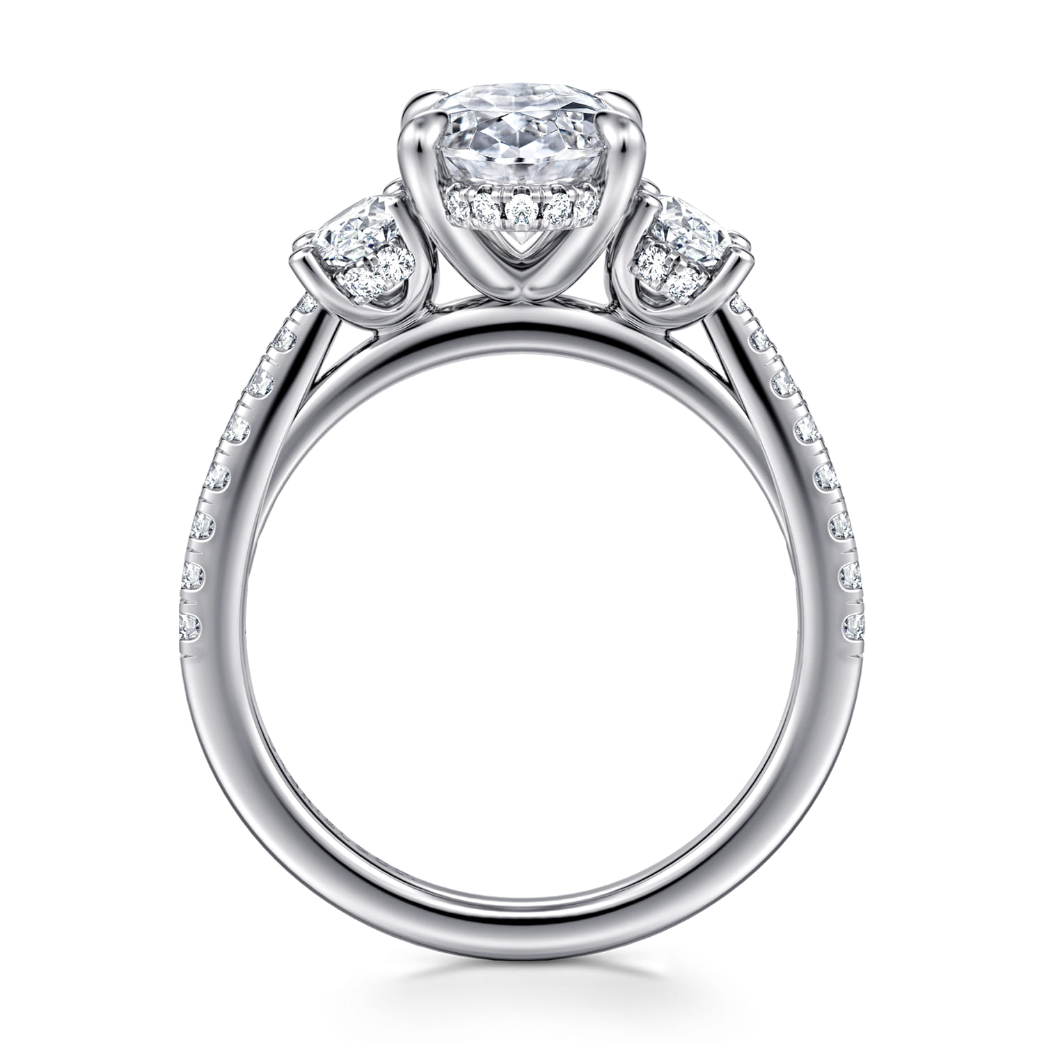 Camra - 14K White Gold Oval Three Stone Diamond Engagement Ring - 0.9 ct - Shot 2