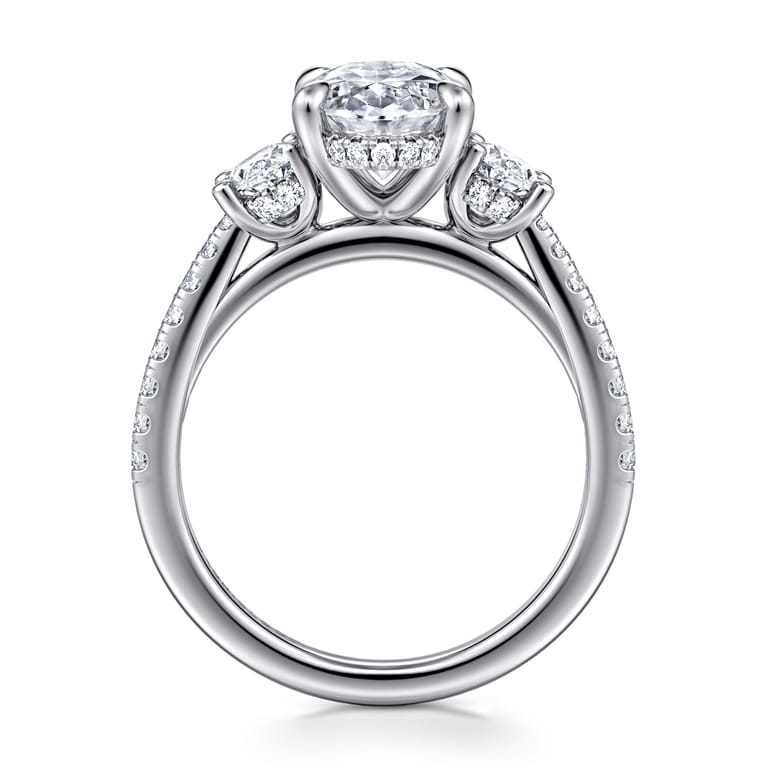Camra - 14K White Gold Oval Three Stone Diamond Engagement Ring - 0.9 ct - Shot 2