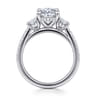 Camra - 14K White Gold Oval Three Stone Diamond Engagement Ring - 0.9 ct