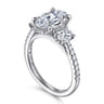 Camra - 14K White Gold Oval Three Stone Diamond Engagement Ring - 0.9 ct
