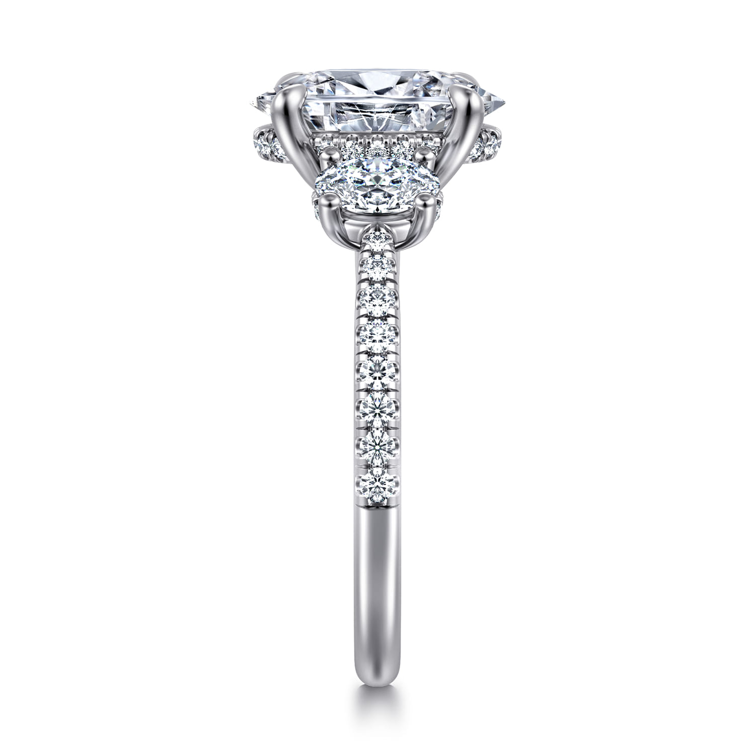 Camra - 14K White Gold Oval Three Stone Diamond Engagement Ring - 0.9 ct - Shot 4