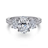 Camra - 14K White Gold Oval Three Stone Diamond Engagement Ring - 0.9 ct