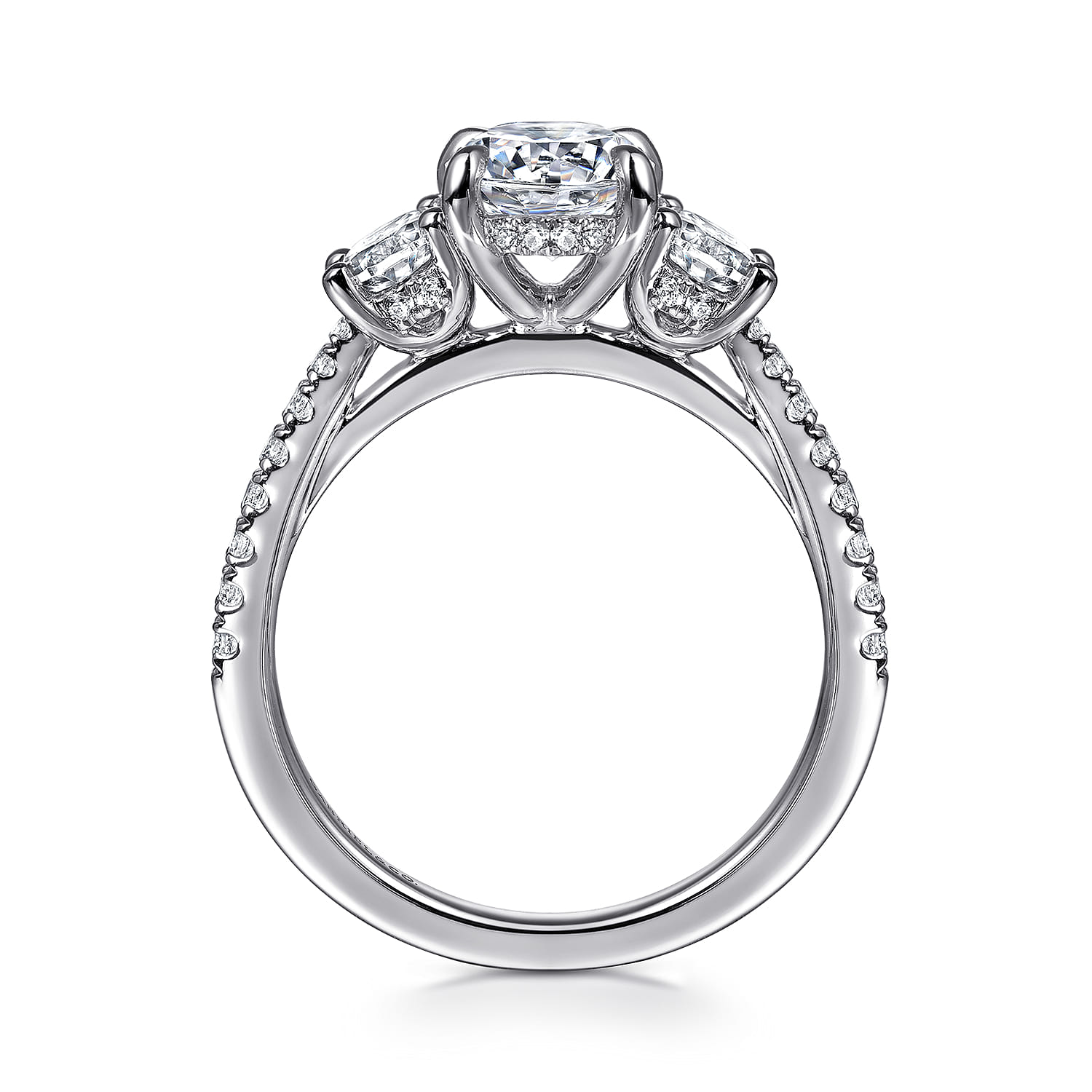 Camra - 14K White Gold Oval Three Stone Diamond Engagement Ring - 0.9 ct - Shot 2