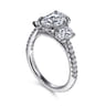Camra - 14K White Gold Oval Three Stone Diamond Engagement Ring - 0.9 ct