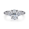 Georgia - 14K White Gold Oval Three Stone Diamond Engagement Ring - 0.3 ct
