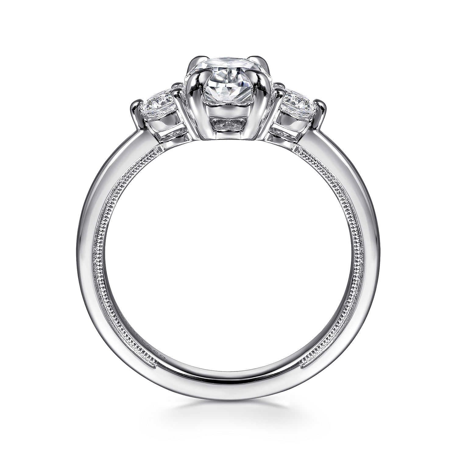 Georgia - 14K White Gold Oval Three Stone Diamond Engagement Ring - 0.3 ct - Shot 2