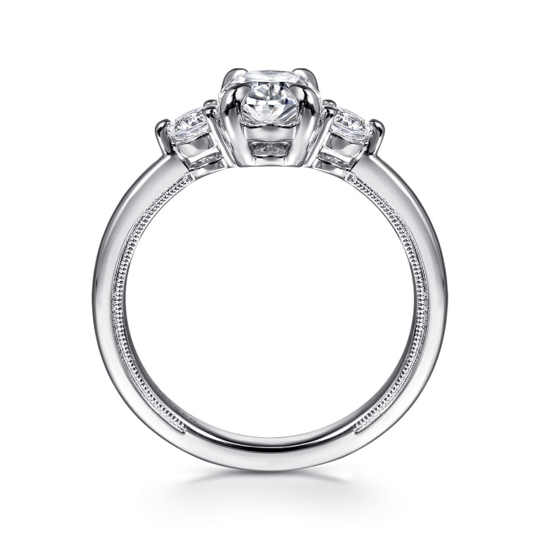 Georgia - 14K White Gold Oval Three Stone Diamond Engagement Ring - 0.3 ct - Shot 2