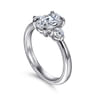 Georgia - 14K White Gold Oval Three Stone Diamond Engagement Ring - 0.3 ct