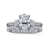 Georgia - 14K White Gold Oval Three Stone Diamond Engagement Ring - 0.3 ct