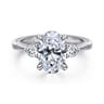 Georgia - 14K White Gold Oval Three Stone Diamond Engagement Ring - 0.3 ct