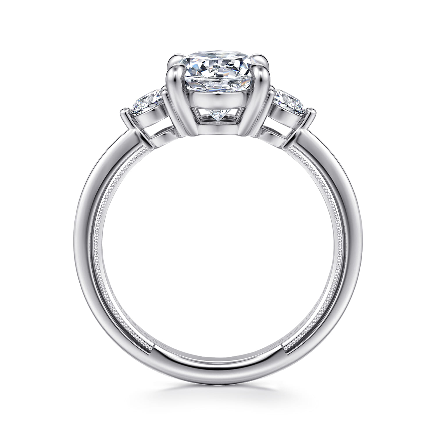 Georgia - 14K White Gold Oval Three Stone Diamond Engagement Ring - 0.3 ct - Shot 2
