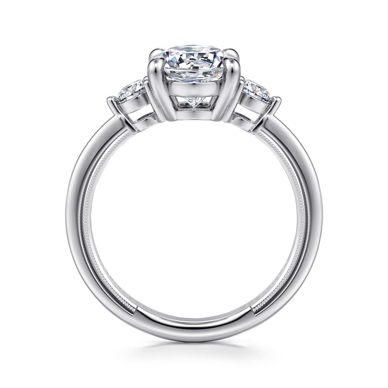 Georgia - 14K White Gold Oval Three Stone Diamond Engagement Ring - 0.3 ct - Shot 2