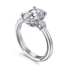 Georgia - 14K White Gold Oval Three Stone Diamond Engagement Ring - 0.3 ct