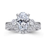 Georgia - 14K White Gold Oval Three Stone Diamond Engagement Ring - 0.3 ct