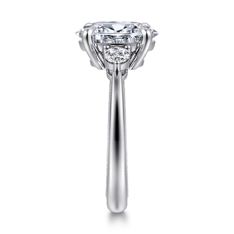 Georgia - 14K White Gold Oval Three Stone Diamond Engagement Ring - 0.3 ct - Shot 5