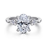 Kristen - 14K White Gold Oval Three Stone Diamond Engagement Ring with Kite Side Stones - 0.3 ct