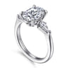 Kristen - 14K White Gold Oval Three Stone Diamond Engagement Ring with Kite Side Stones - 0.3 ct