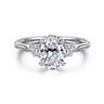 Madison - 14K White Gold Oval Three Stone Lotus Diamond Engagement Ring - 0.3 ct