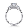 Madison - 14K White Gold Oval Three Stone Lotus Diamond Engagement Ring - 0.3 ct