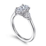Madison - 14K White Gold Oval Three Stone Lotus Diamond Engagement Ring - 0.3 ct