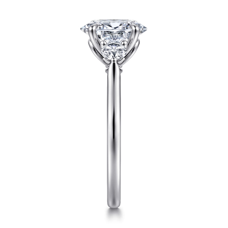 Madison - 14K White Gold Oval Three Stone Lotus Diamond Engagement Ring - 0.3 ct - Shot 4