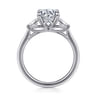 Miami - 14K White Gold Oval Three Stone Lotus Diamond Engagement Ring - 0.3 ct